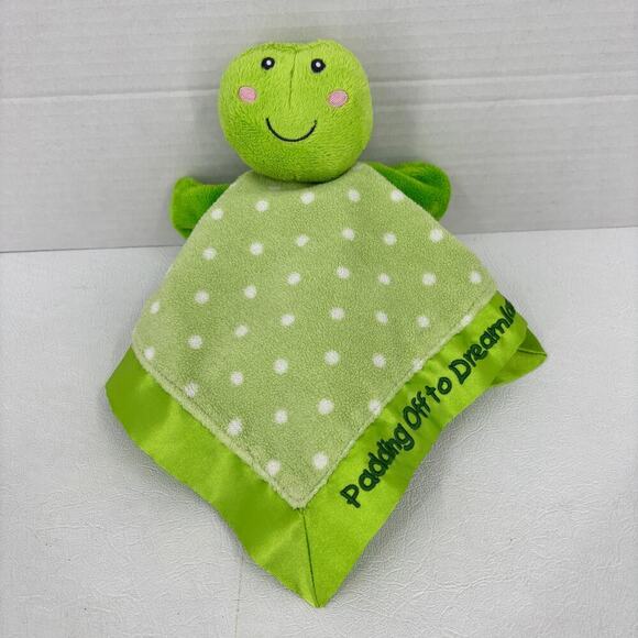 Russ Dibbles Frog Lovey Plush Green Polka Dot Padding Off Dreamland Satin Back - Picture 4 of 8